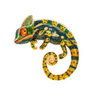 Enamel lizard chameleon brooch, green vintage insect brooch or pendant gift with box