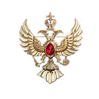 Double Headed Eagle With Winged Stone Detailing Lapel Pin Badge Coat Suit Jacket Wedding Gift Party Shirt Collar Accessories Brooch