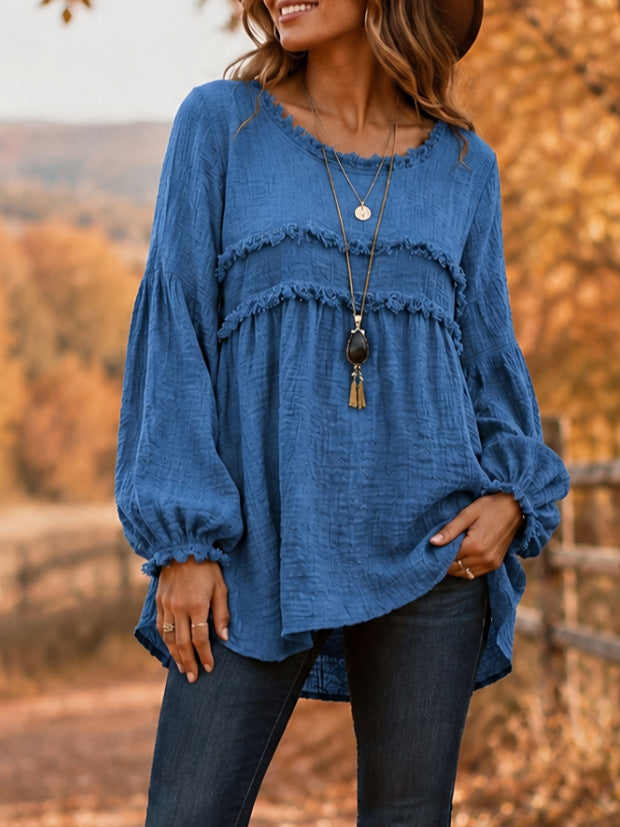 Fringe-Trim Lace-Trim Patchwork Accessory