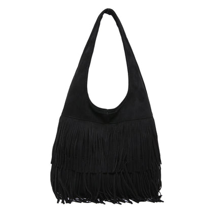 Bohemian Faux Suede Fringe Hobo Bag - Vintage Western Multi-Layer Tassel Large Capacity Shoulder Tote Purse