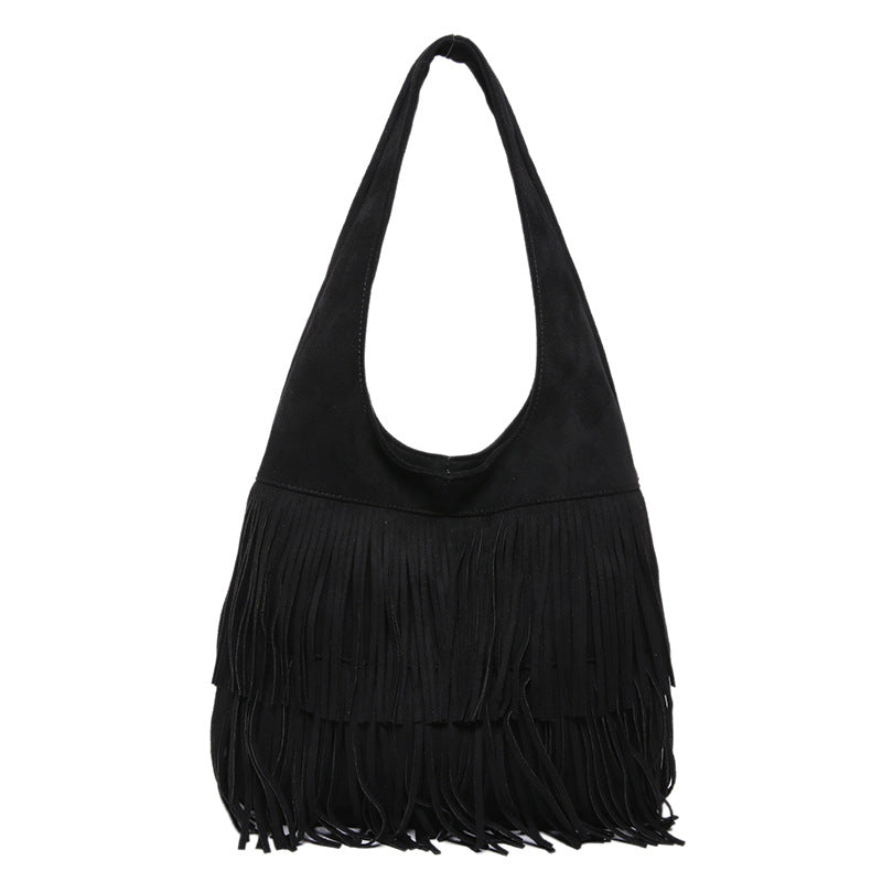 Bohemian Faux Suede Fringe Hobo Bag - Vintage Western Multi-Layer Tassel Large Capacity Shoulder Tote Purse