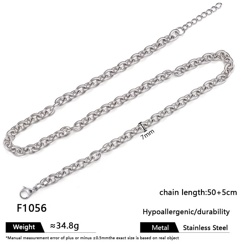 Stainless steel silver O-shaped pendant chain