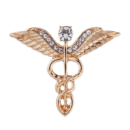 Double Helix Angel Wings Zirconia Scepter Brooch for Men - Lapel Pins