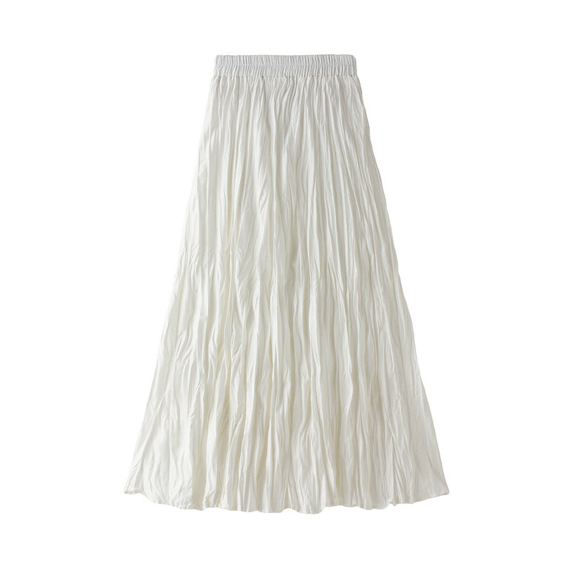 Women's Patchwork Stretch Midi Mid-Length Ruched Skirt