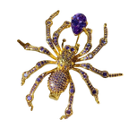 Shiny zircon spider brooch, gold, black spider jewelry with gift box