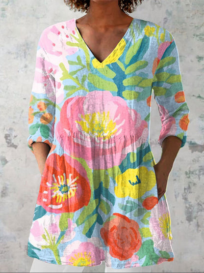 Women's Watercolor Flowers Art Print Dress