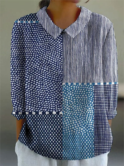 Robe imprimée à rayures et pois abstraits pour femme