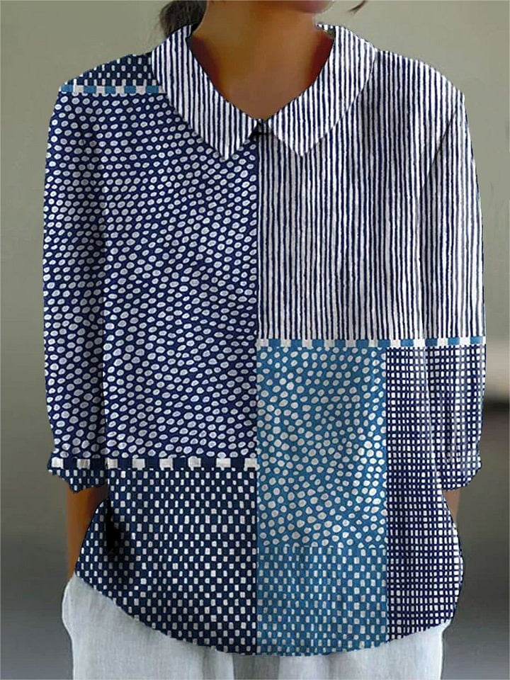 Robe imprimée à rayures et pois abstraits pour femme