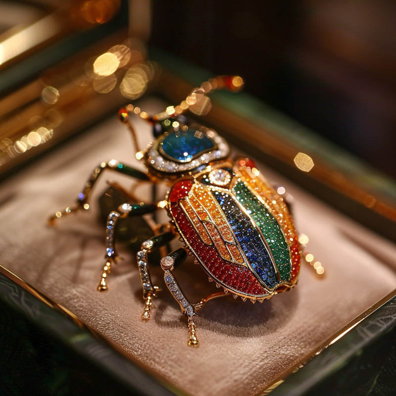 Personalized creative colorful beetle brooch High-grade zircon insect brooches