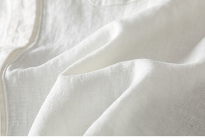Casual Loose-Fit Half Sleeve Button-Down | Breathable Linen-Blend Top with Pocket