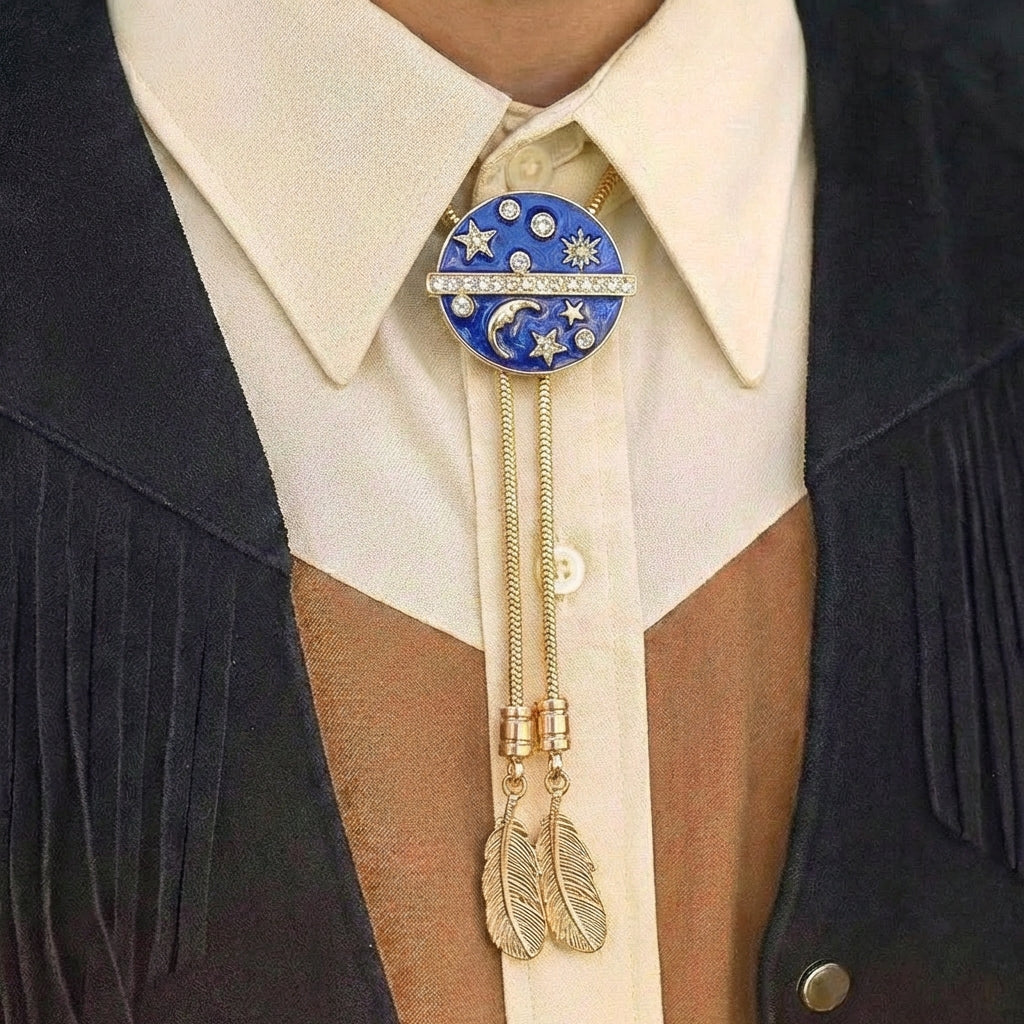 Renaissance Van Gogh's Starry Night, handmade enamel bolo tie, neckties