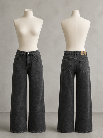 Women's Denim Mid-Rise Straight-Leg Washed Jeans