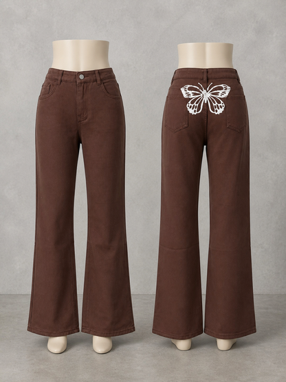 Women's Denim High-Waist Wide-Leg Straight-Leg Relaxed-Fit Jeans