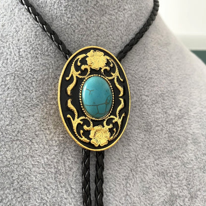 Cravate bolo "Fleurs turquoise" – Collier de mariage pour hommes, garçons d'honneur, marié – Cravate de cowboy occidental