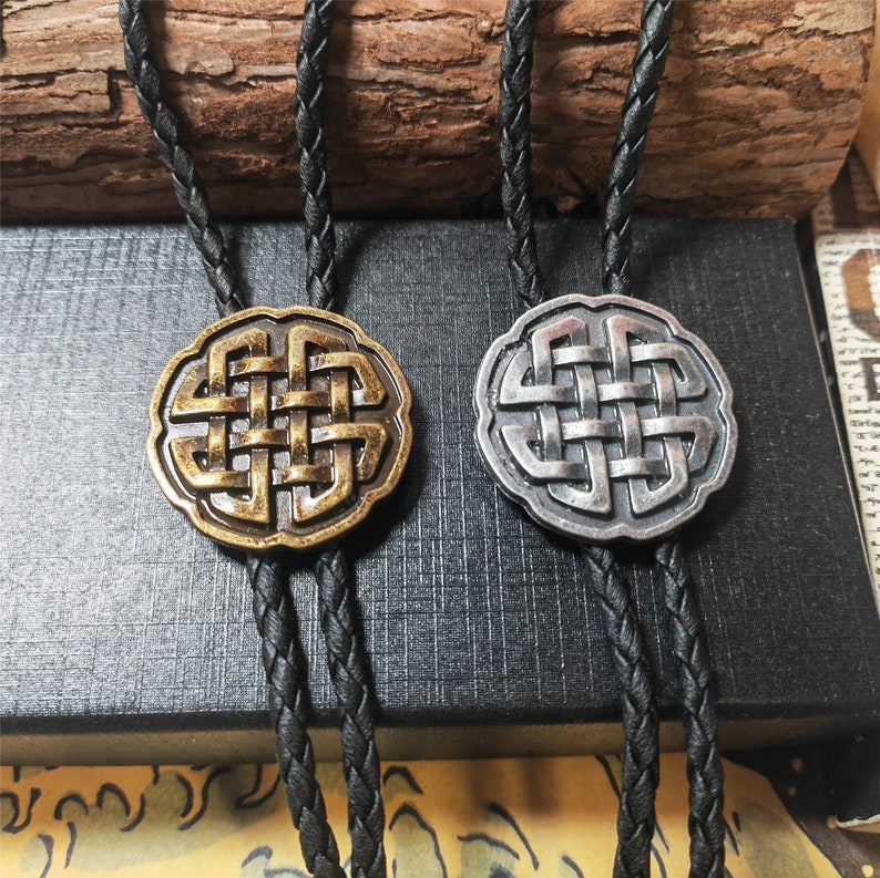 Celtic Knot Bolo Tie: Silver Copper Western Cowboy Necktie