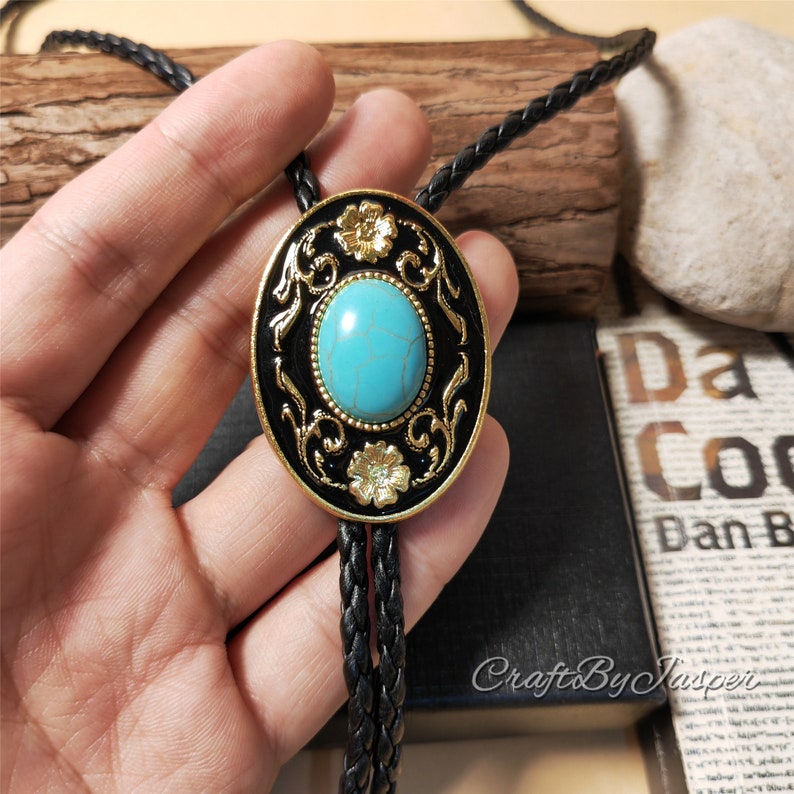 Cravate bolo "Fleurs turquoise" – Collier de mariage pour hommes, garçons d'honneur, marié – Cravate de cowboy occidental