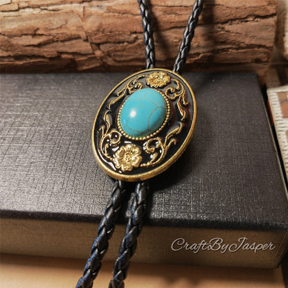 Cravate bolo "Fleurs turquoise" – Collier de mariage pour hommes, garçons d'honneur, marié – Cravate de cowboy occidental