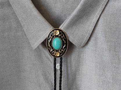 Cravate bolo "Fleurs turquoise" – Collier de mariage pour hommes, garçons d'honneur, marié – Cravate de cowboy occidental