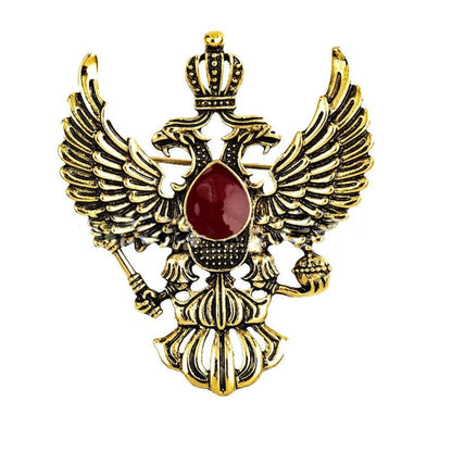 Vintage Double-Headed Eagle Brooch: Retro Crown Lapel Pin