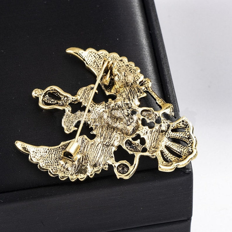 Vintage Double-Headed Eagle Brooch: Retro Crown Lapel Pin