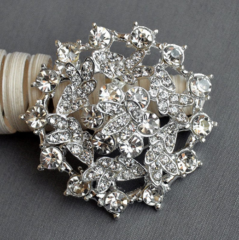 Rhinestone Brooch Embellishment Crystal Pearl Wedding Brooch Bouquet Cake Invitation Decoration Hair Comb Shoe Clip Pin BR245