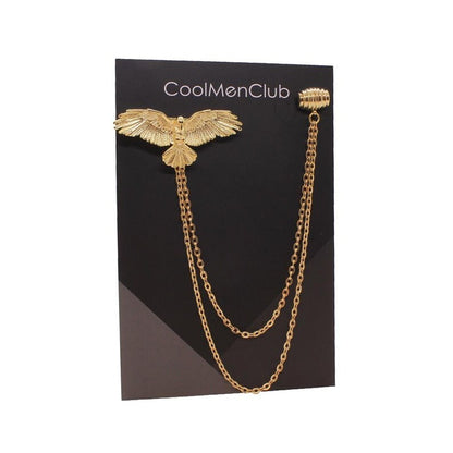 Gold & Silver Eagle Chain Jacket Brooch, Collar Lapel Pin,Handmade Jacket Suit Pin,Gift For Man,Men's Jewellery Accessory Wedding Groomsmen