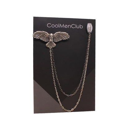 Gold & Silver Eagle Chain Jacket Brooch, Collar Lapel Pin,Handmade Jacket Suit Pin,Gift For Man,Men's Jewellery Accessory Wedding Groomsmen