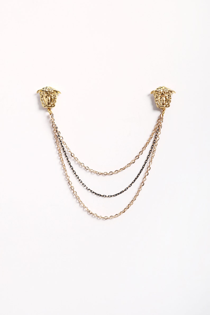 Silver / Gold Shirt Shirt Button Cover Brooch, Collar Chain Brooch, Collar Shirt Jewelry Pin, Button Cover Brooch, Gifts for Her Wedding