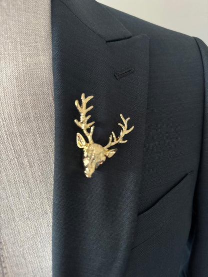 Deer head Lapel Pin for Men, Raindeer pin, Wedding Groomsmen Boutonniere, Suit Lapel Pin Acessories, Men Lapel Brooch, Gift for him Men Dad