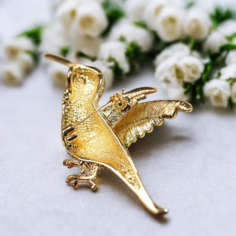 Vintage elegant hummingbird brooch, handmade alloy zircon hummingbird jewelry gift for mother