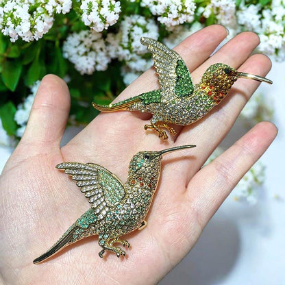 Vintage elegant hummingbird brooch, handmade alloy zircon hummingbird jewelry gift for mother