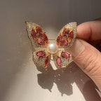 Micro-paved zircon super shiny pearl butterfly brooch luxury accessories