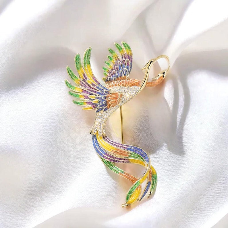 Colorful Phoenix Brooch Exquisite Enamel Pin Atmospheric Gift Jewelry