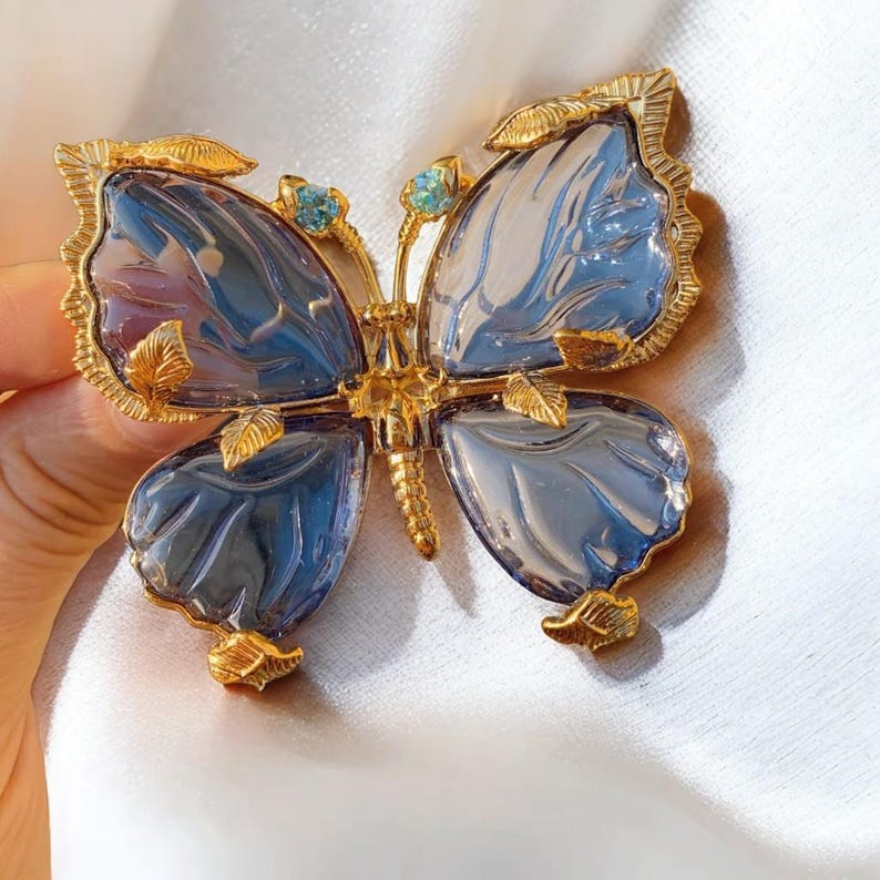 Vintage Crystal Butterfly Brooch