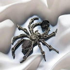 Shiny zircon spider brooch, gold, black spider jewelry with gift box
