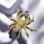 Shiny zircon spider brooch, gold, black spider jewelry with gift box