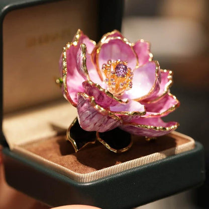 Original Luxury Jewelry Enamel Peony Brooch with Gift Box