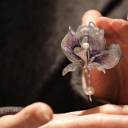 Natural pearl jasmine brooch High-end luxury exquisite wedding brooch