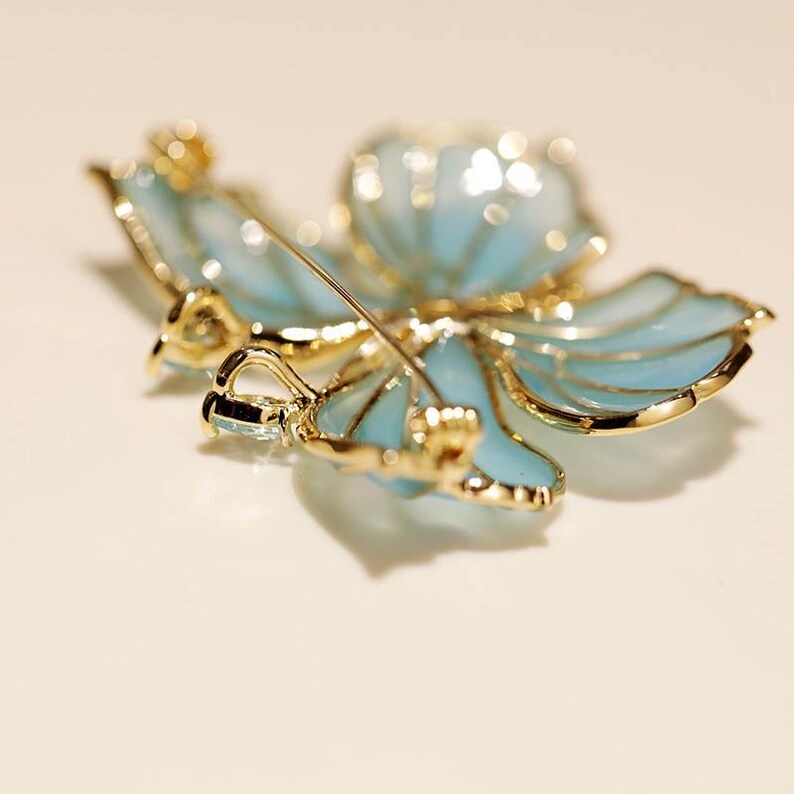 Blue crystal butterfly original brooch women's jewelry gift with box