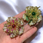 Original design double-layer flower high-end brooch, hand-made enamel three-dimensional cherry blossom brooch