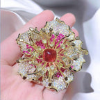 Original design double-layer flower high-end brooch, hand-made enamel three-dimensional cherry blossom brooch