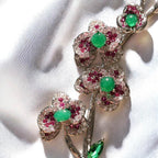 Luxurious green agate freshwater pearl plum blossom brooch