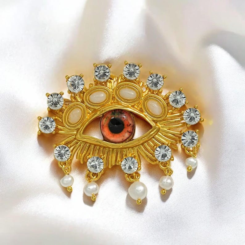 Baroque Pearl Devil's Eye Brooch Design Corsage, personalized eye brooches