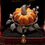 Hand-Painted Pumpkin Brooch: Whimsical Clothing Accessory Gift