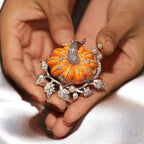Hand-Painted Pumpkin Brooch: Whimsical Clothing Accessory Gift