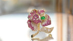 Luxury rose brooch, colorful zircon vintage women brooch with gifts box