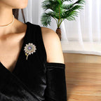 Copper inlaid zircon purple crystal brooch, enamel painting gold-plated daisy original brooch