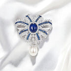 Luxurious and shining blue chalcedony pearl wheat ear shaped brooch or pendant