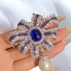 Luxurious and shining blue chalcedony pearl wheat ear shaped brooch or pendant