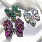 Copper zircon butterfly brooch, luxurious coat brooch 3 colors vintage jewelry